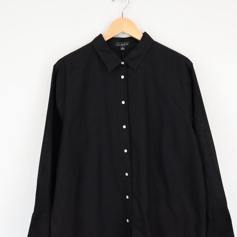 J.Crew Relaxed Fit Beach Shirt Linen Cotton Blend Black Size Medium NWT - Picture 3 of 8